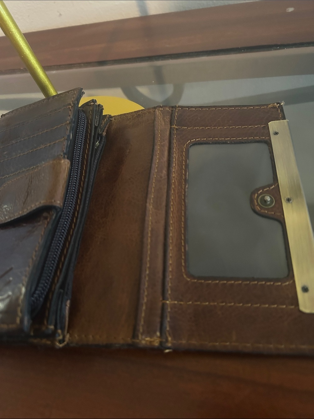 Patricia Nash Brown Leather Trifold Wallet with Gold Accent - Picture 4 of 4